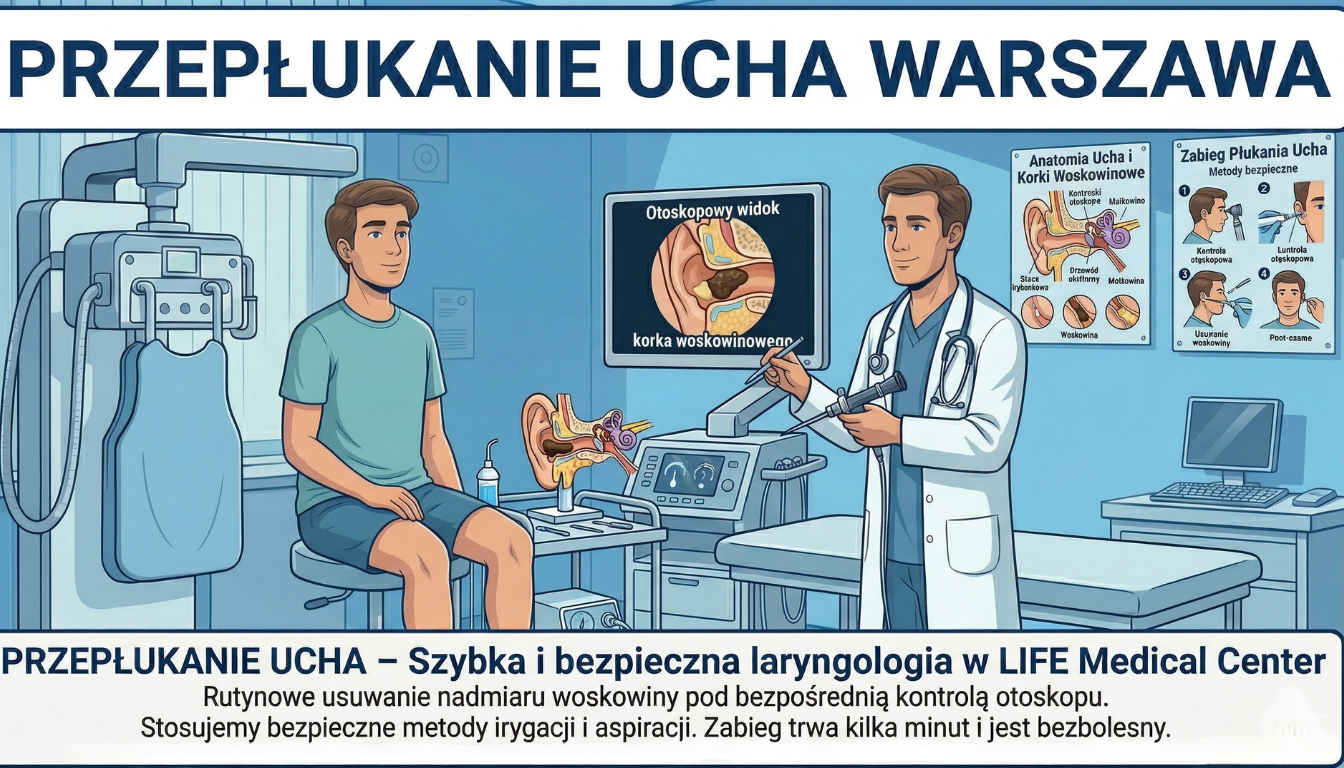 przeplukanie ucha WARSZAWA LIFE MEDICAL CENTER