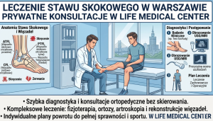 Skręcenie kostki i urazy stawu skokowego — objawy, leczenie i powrót do aktywności